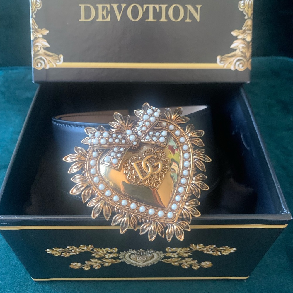 Dolce & Gabana Devotion belt in lux leather: BRAND NEW, full set